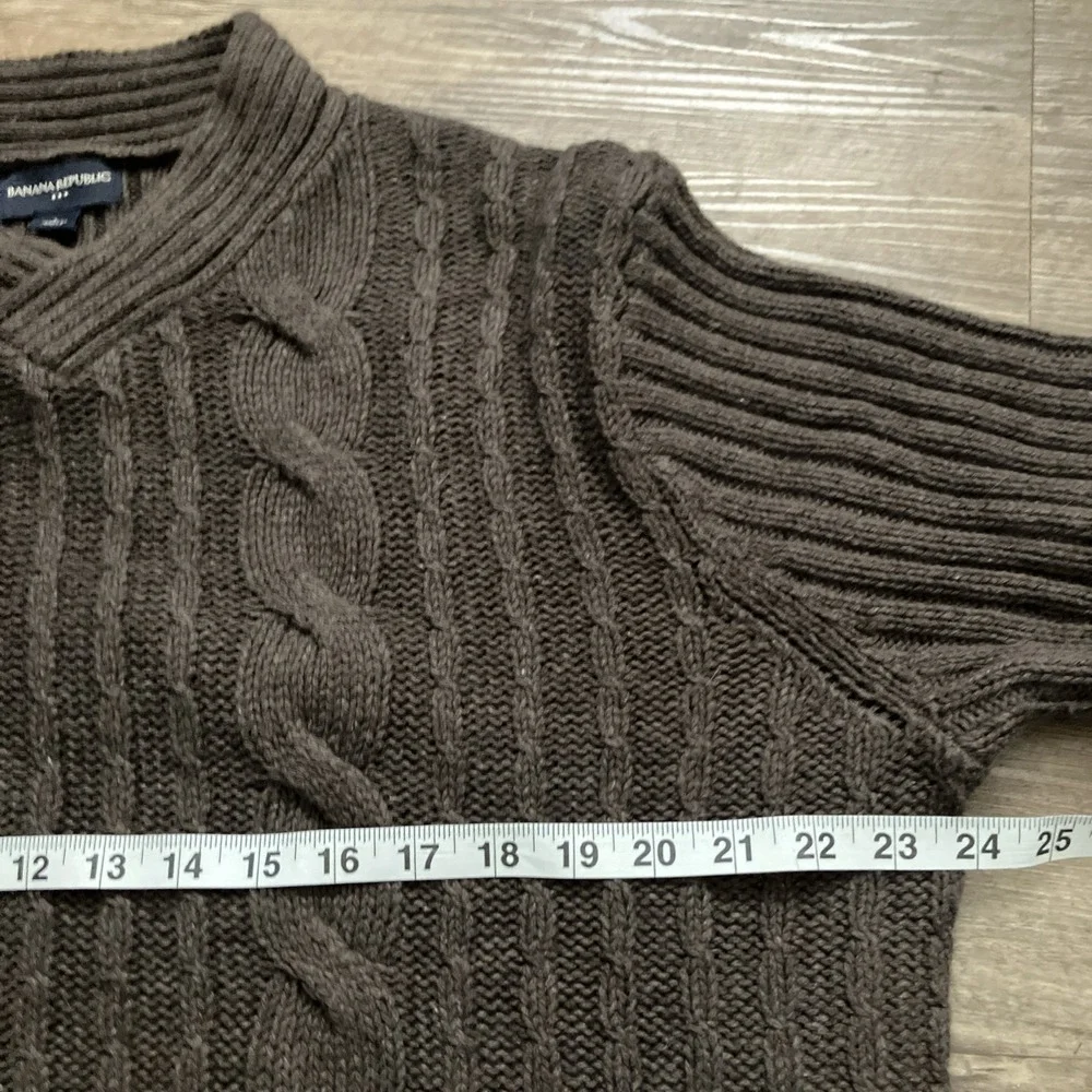 BANANA REPUBLIC Cable Knit Sweater Men's Size Large‎ Brown Rabbit Hair Cotton